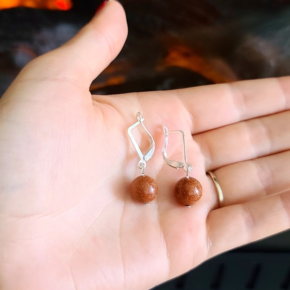 Goldstone beaded earrings ✨ - Picture 3 of 3